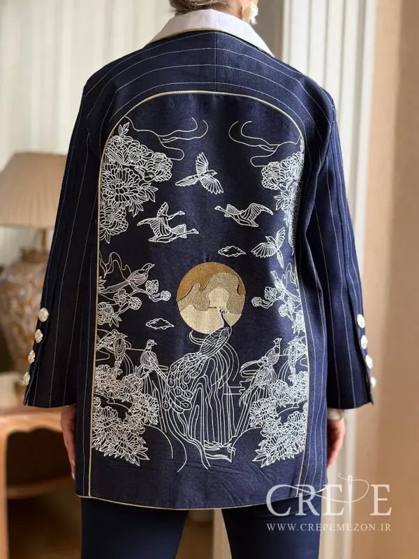 کت جین سوزن دوزی طاووس