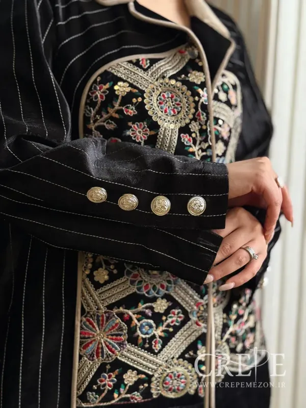 مانتو مخمل سوزن دوزی 