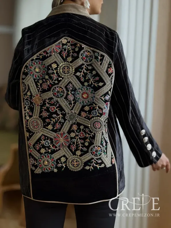 مانتو مخمل سوزن دوزی 