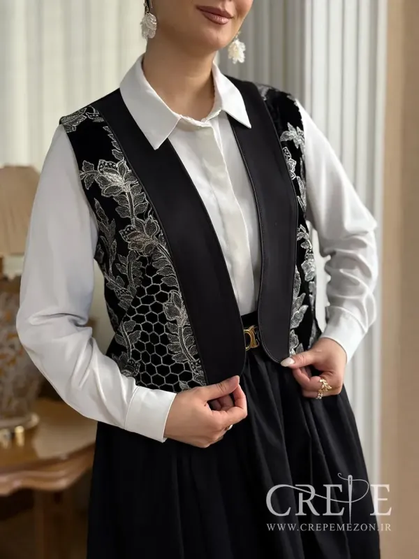 جلیقه مخمل گلدوزی 