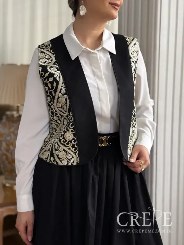 جلیقه لینن گلدوزی