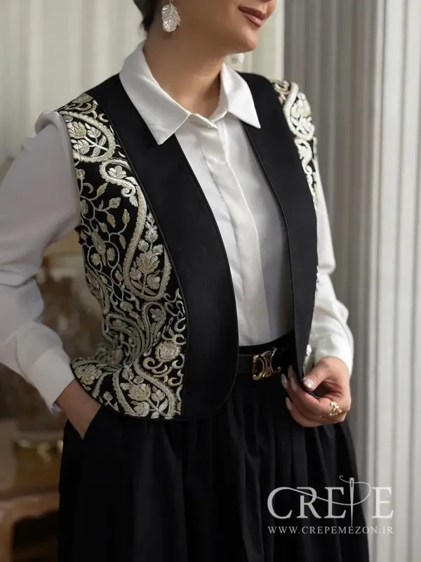 جلیقه لینن گلدوزی