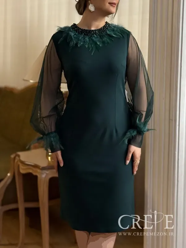 پیراهن آستین تور پردار