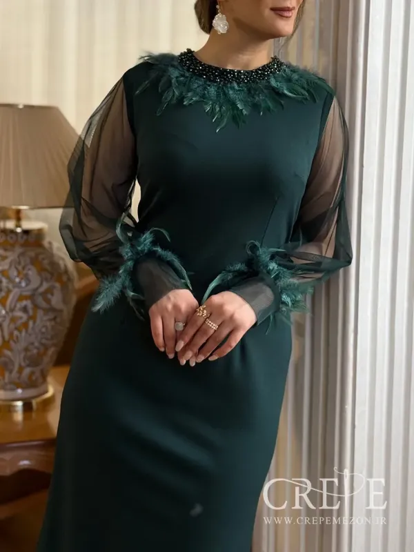 پیراهن آستین تور پردار