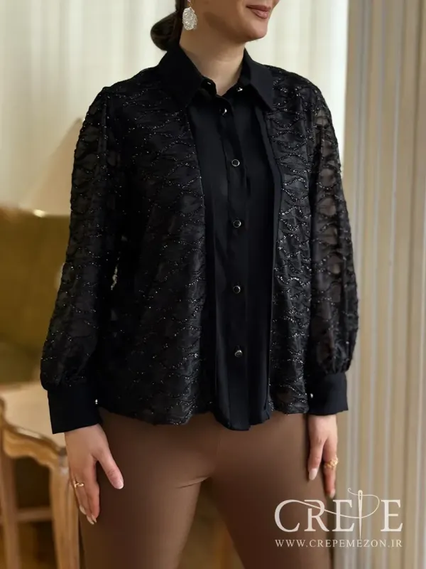 شومیز حریر نواری شاین