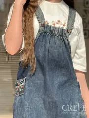 ست سارافان جین و تیشرت گلدوزی