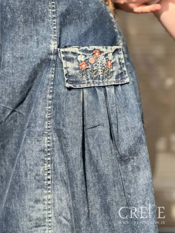 ست سارافان جین و تیشرت گلدوزی