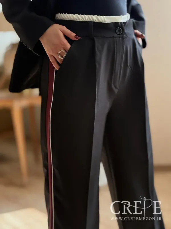 کت و شلوار بغل نوار زرشکی