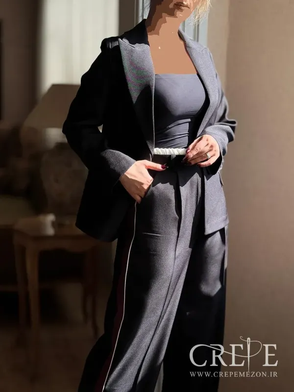 کت و شلوار بغل نوار زرشکی