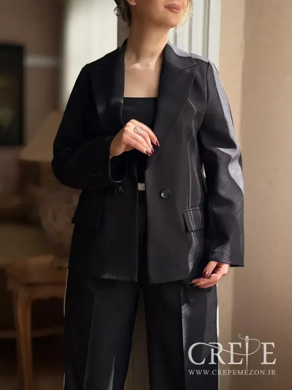 کت و شلوار بغل نوار زرشکی