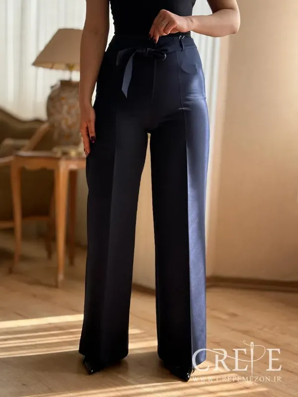 شلوار کرپ واید کمردار قد 114