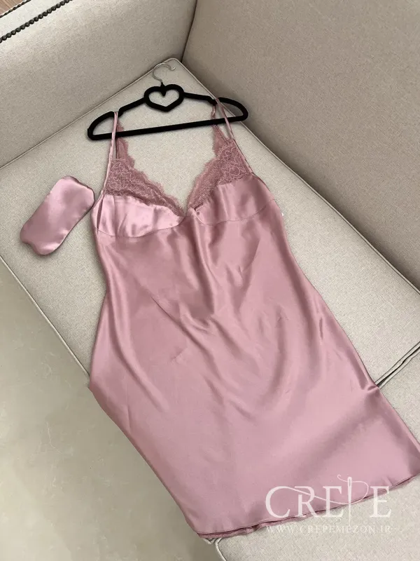 لباس خواب ساتن پشت تور 