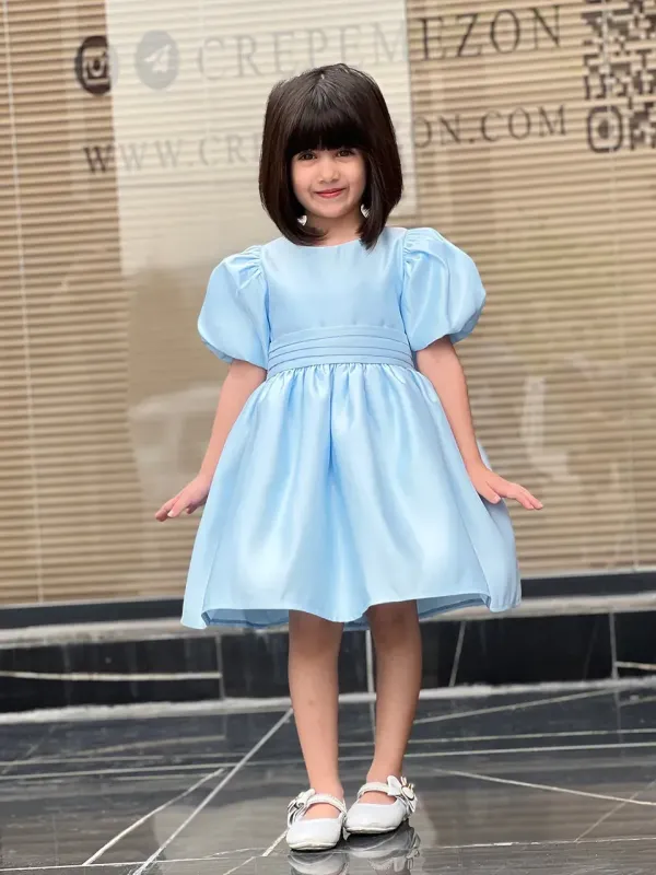 پیراهن ساتن آستین پفی