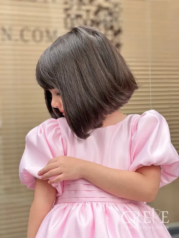 پیراهن ساتن آستین پفی