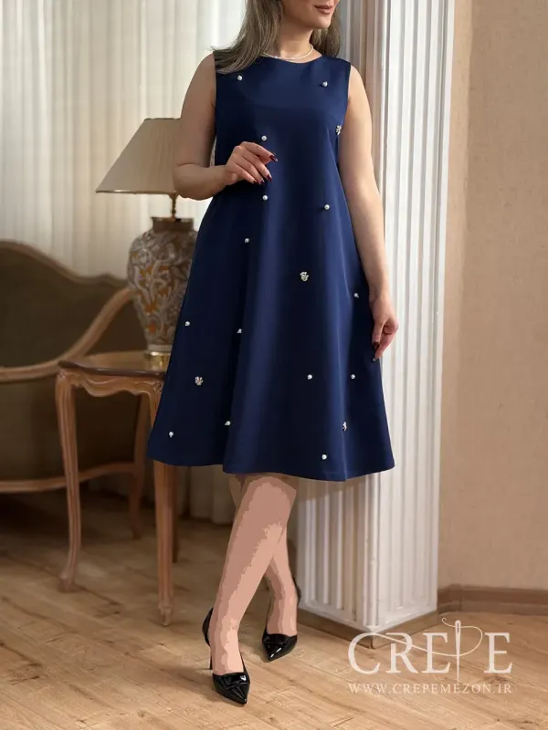 پیراهن فون آستین حلقه نگینی