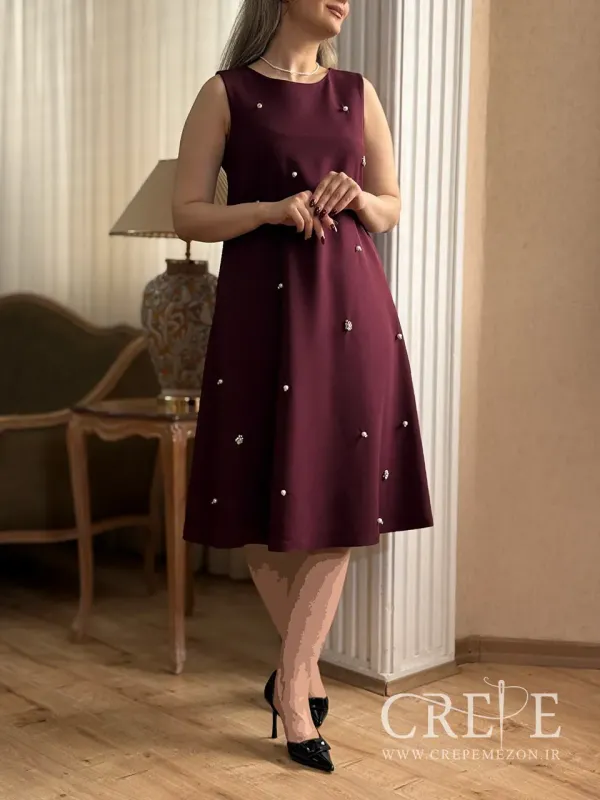 پیراهن فون آستین حلقه نگینی