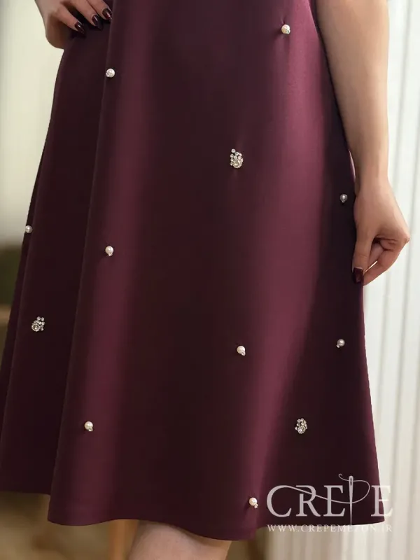 پیراهن فون آستین حلقه نگینی