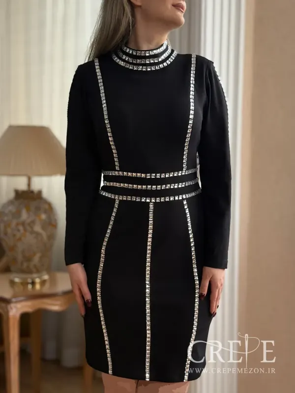 پیراهن کرپ دالقیچ سنگدوزی