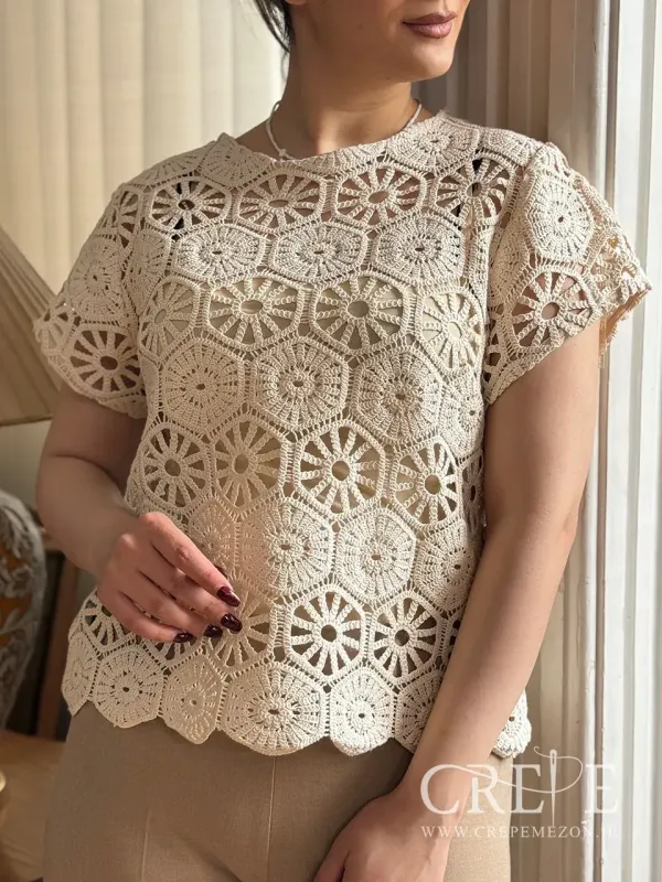 شومیز قلاب بافی دوتیکه