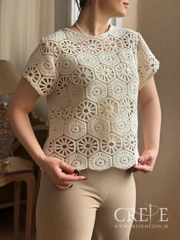 شومیز  دو تیکه قلاب بافی