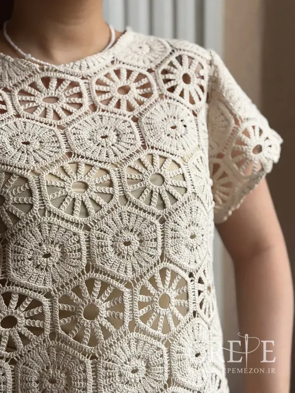 شومیز  دو تیکه قلاب بافی