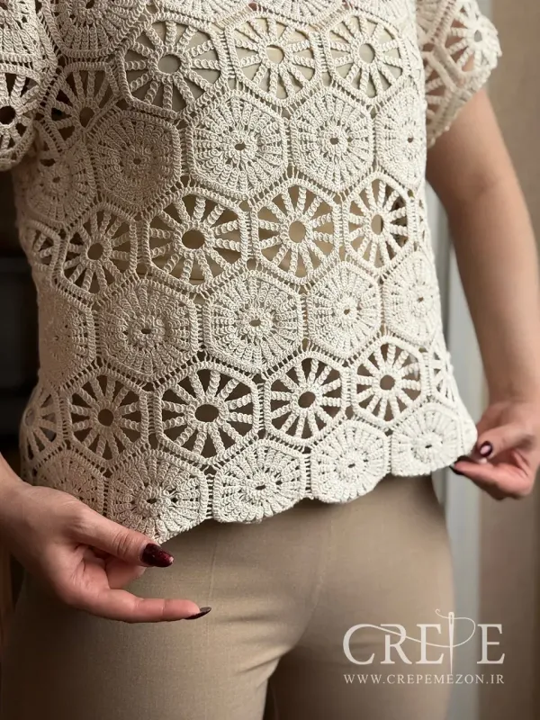 شومیز  دو تیکه قلاب بافی