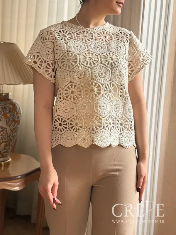 شومیز  دو تیکه قلاب بافی