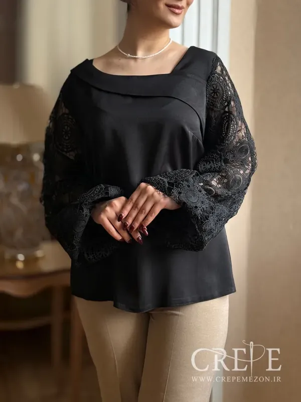 شومیز ساتن آستین گیپور