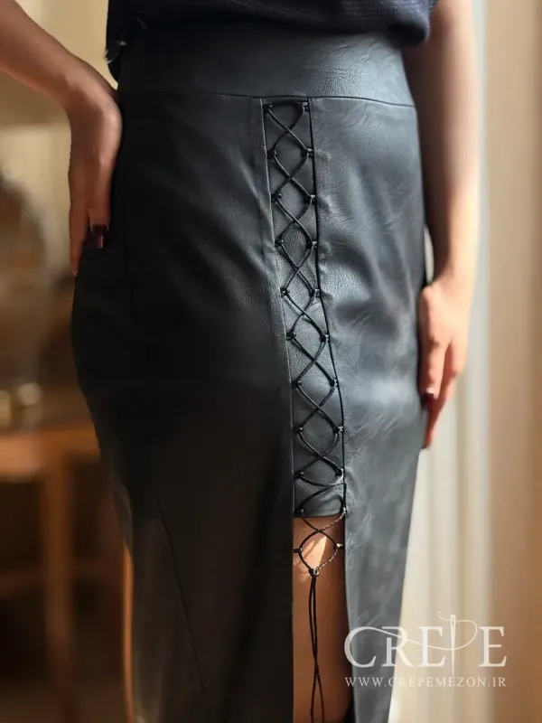 دامن چرم بندی قد 87