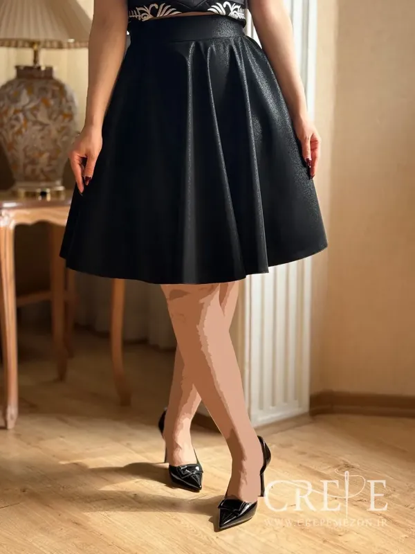 دامن تمام کلوش طرح چرم قد60