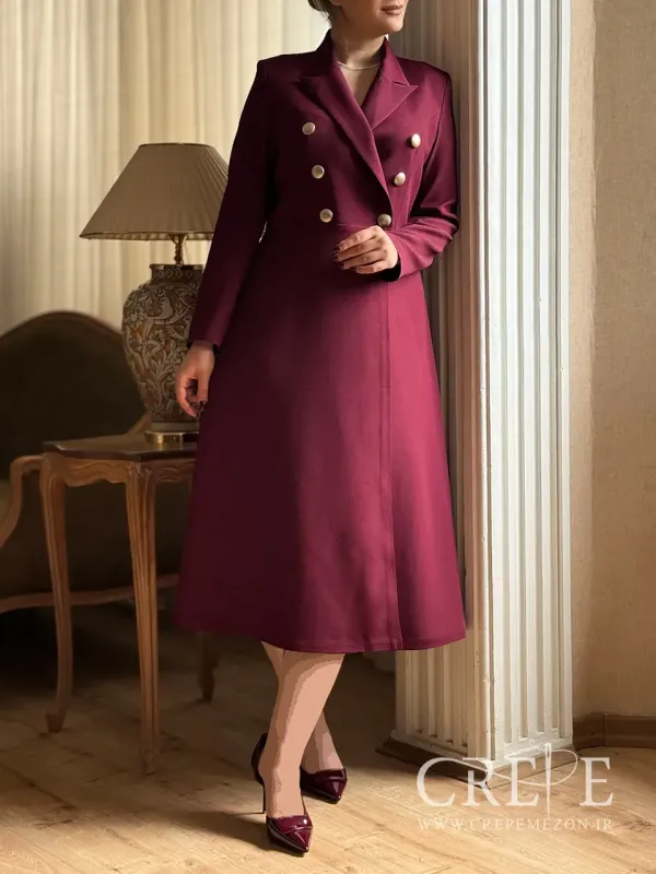 پیراهن کلوش یقه انگلیسی 4 دکمه