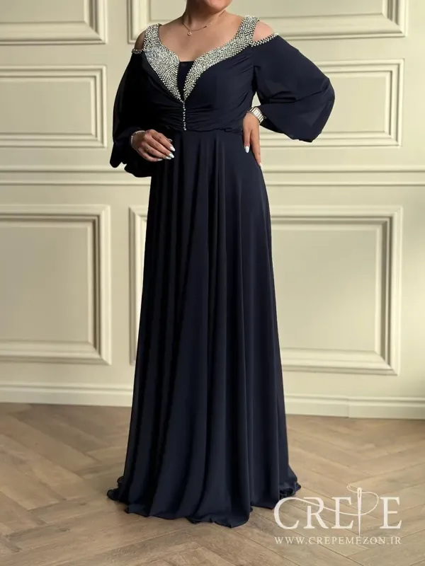 ماکسی بالا تنه چین دار نگینی