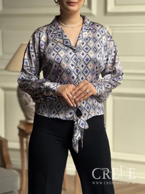 شومیز یقه انگلیسی جلو گره ای