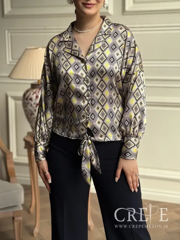 شومیز یقه انگلیسی جلو گره ای