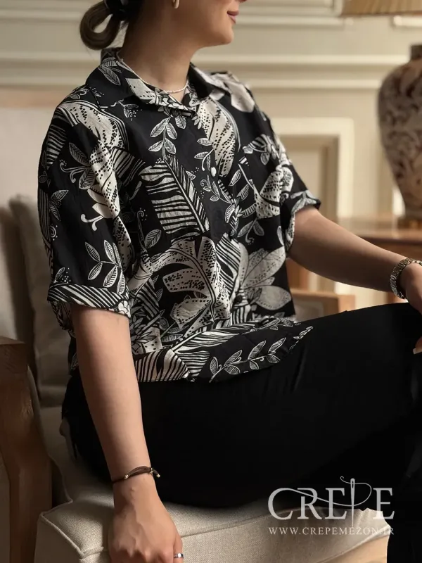 شومیز آستین کوتاه دو جیب  