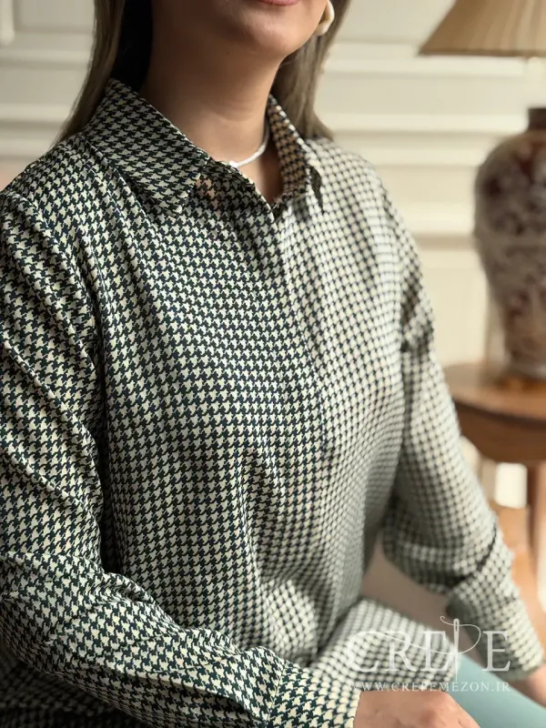 شومیز یقه مردانه دکمه مخفی