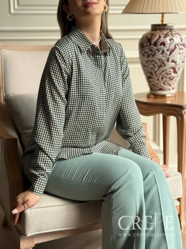 شومیز دکمه مخفی یقه مردانه