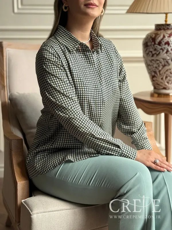 شومیز یقه مردانه دکمه مخفی