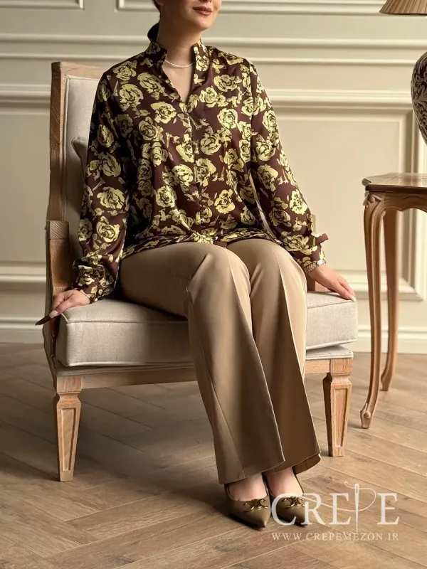 شومیز یقه فرنچ گلدار