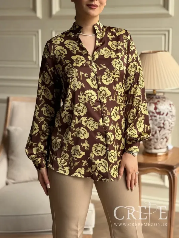 شومیز یقه فرنچ گلدار