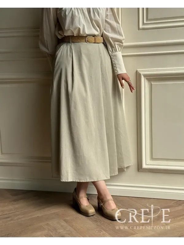 دامن لینن کمر کش قد 92