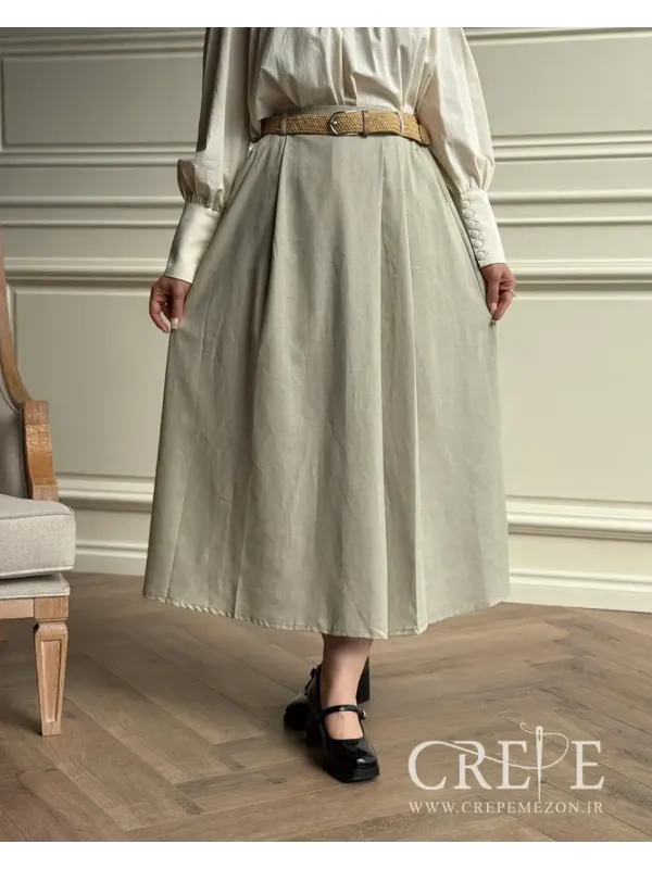 دامن لینن کمرکش قد 92