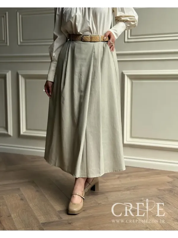 دامن لینن کمر کش قد 92