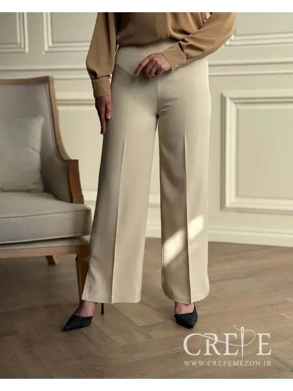 شلوار لینن بزیاق دمپا چاکدار قد 108