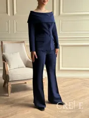 کت شلوار یقه قایقی کمربند پهن