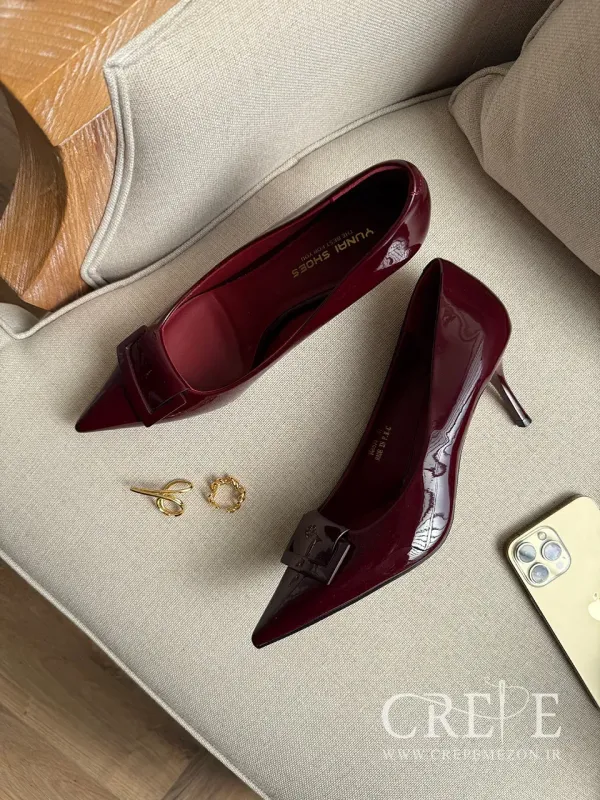 کفش ورنی سگک مستطیل پاشنه 7.5 سانت