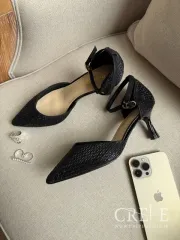 کفش نگین دار بغل باز پاشنه 7 سانت