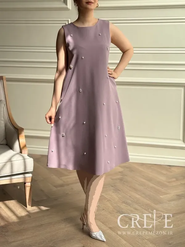 پیراهن فون آستین حلقه نگینی