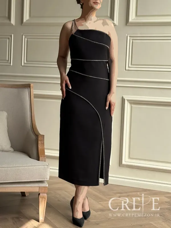 پیراهن کوتاه مغزی دوزی نگینی