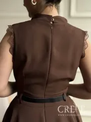 پیراهن کوتاه آستین حلقه حاشیه گیپور